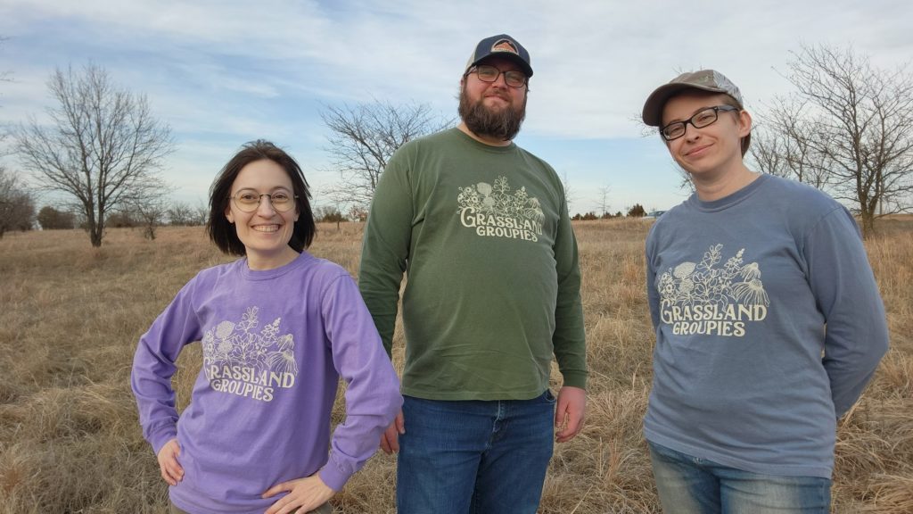 3 nerds in comfy long-sleeved cotton tees with a wildflower design